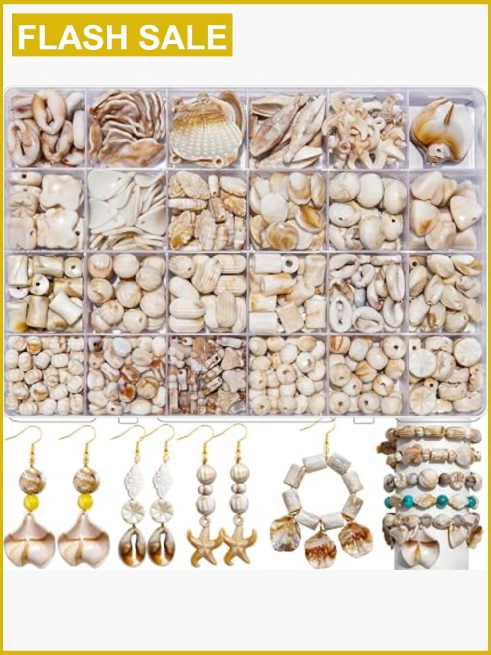 Natural Shell Bead Bracelet Jewelry Kit - Cream Shell Beads
